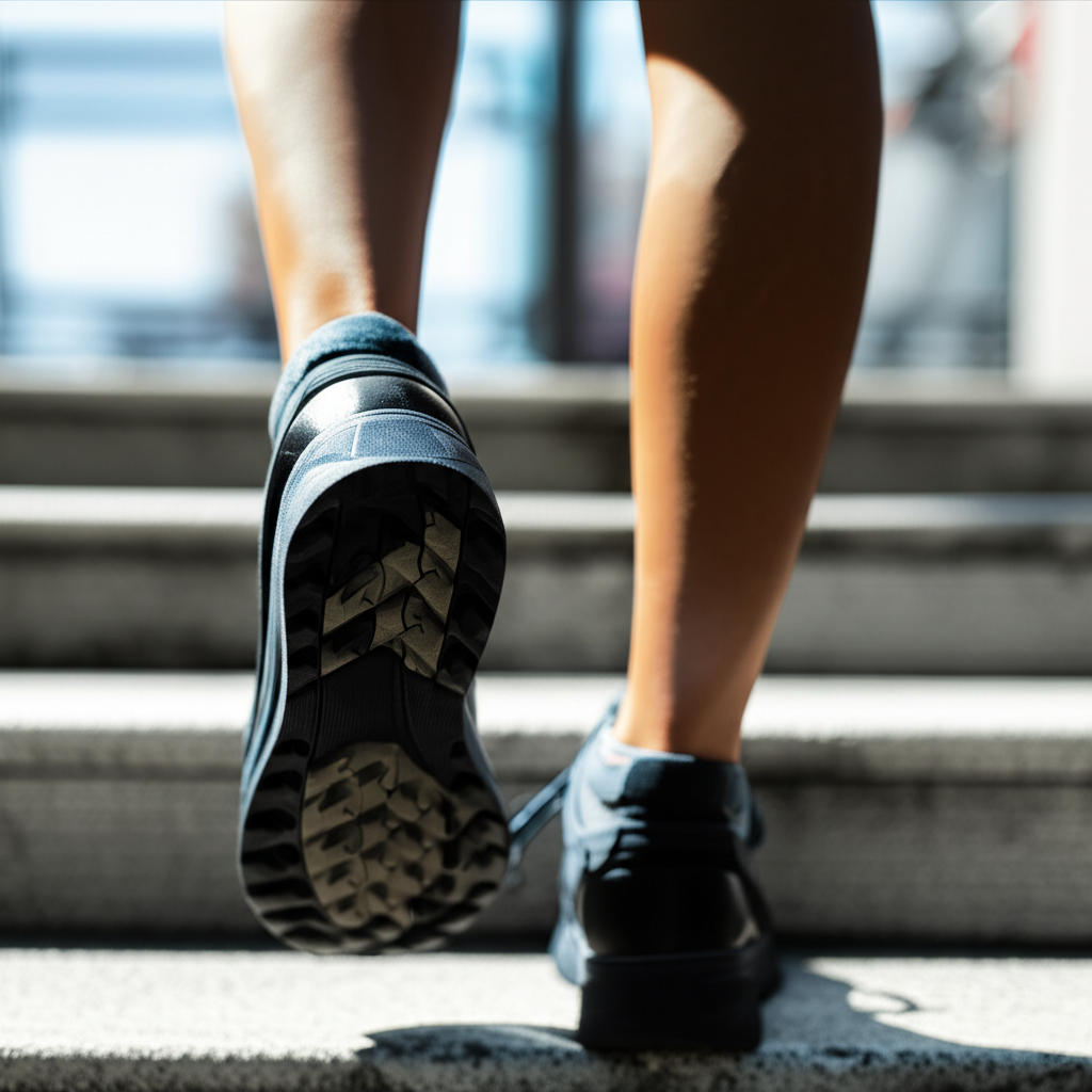 일상 속 가벼운 활동을 상징하는 계단을 오르는 발