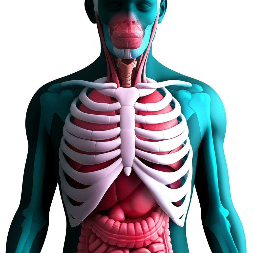 심장과 주변 장기들의 해부학적 위치를 보여주는 차트