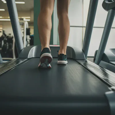 트레드밀에서 유산소 운동을 하는 다리