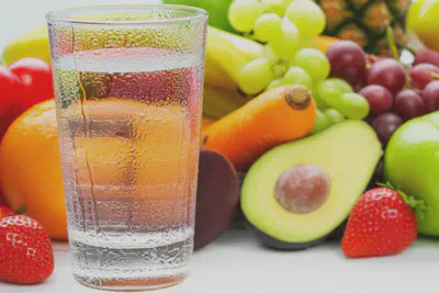 신선한 물과 과일, 채소 이미지