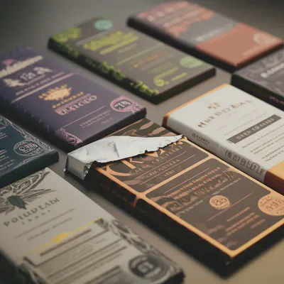 다양한 카카오 함량의 다크초콜릿 바들이 놓여있는 모습