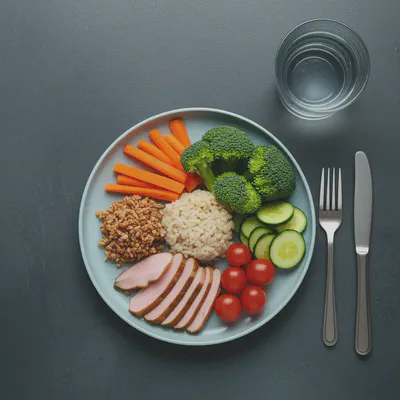 건강한 식단과 물을 보여주는 이미지