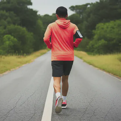 야외에서 운동하는 사람의 뒷모습 이미지