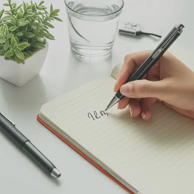 건강 일기를 쓰는 손