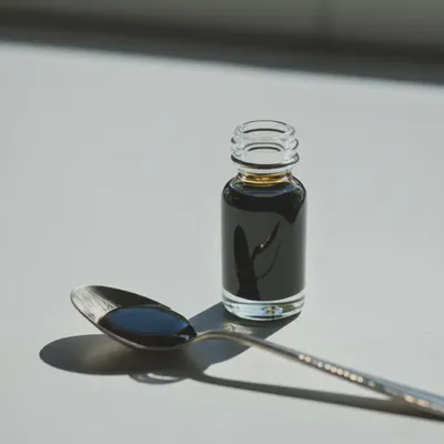 블랙커민씨드 오일 병과 스푼