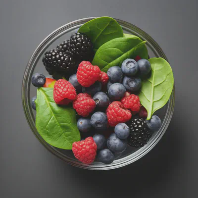 신선한 베리와 잎채소