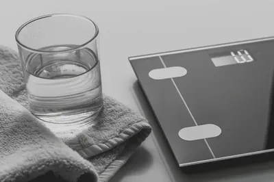 반신욕 후 체중 변화를 확인하는 모습