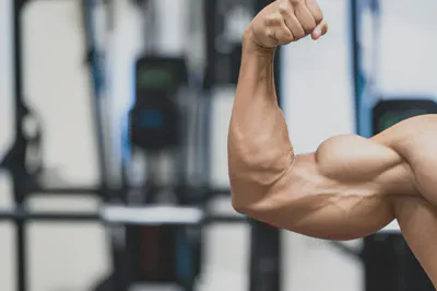 근력 운동으로 단련된 근육을 보여주는 팔뚝 이미지