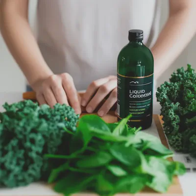 클로로필이 풍부한 녹색 스무디 준비